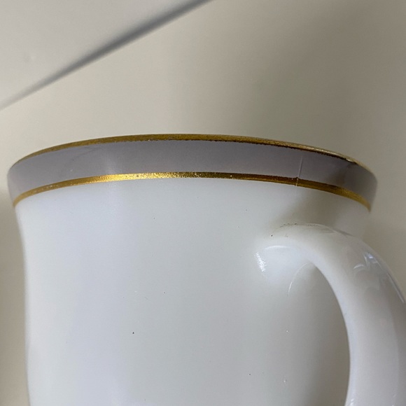 Vintage Pyrex Dove grey Gold band cream and sugar - Picture 4 of 8